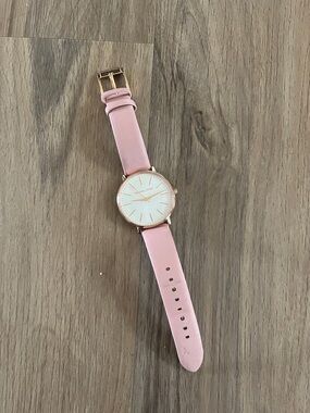 Michael Kors Pink Leather Strap Watch with Rose Gold Case